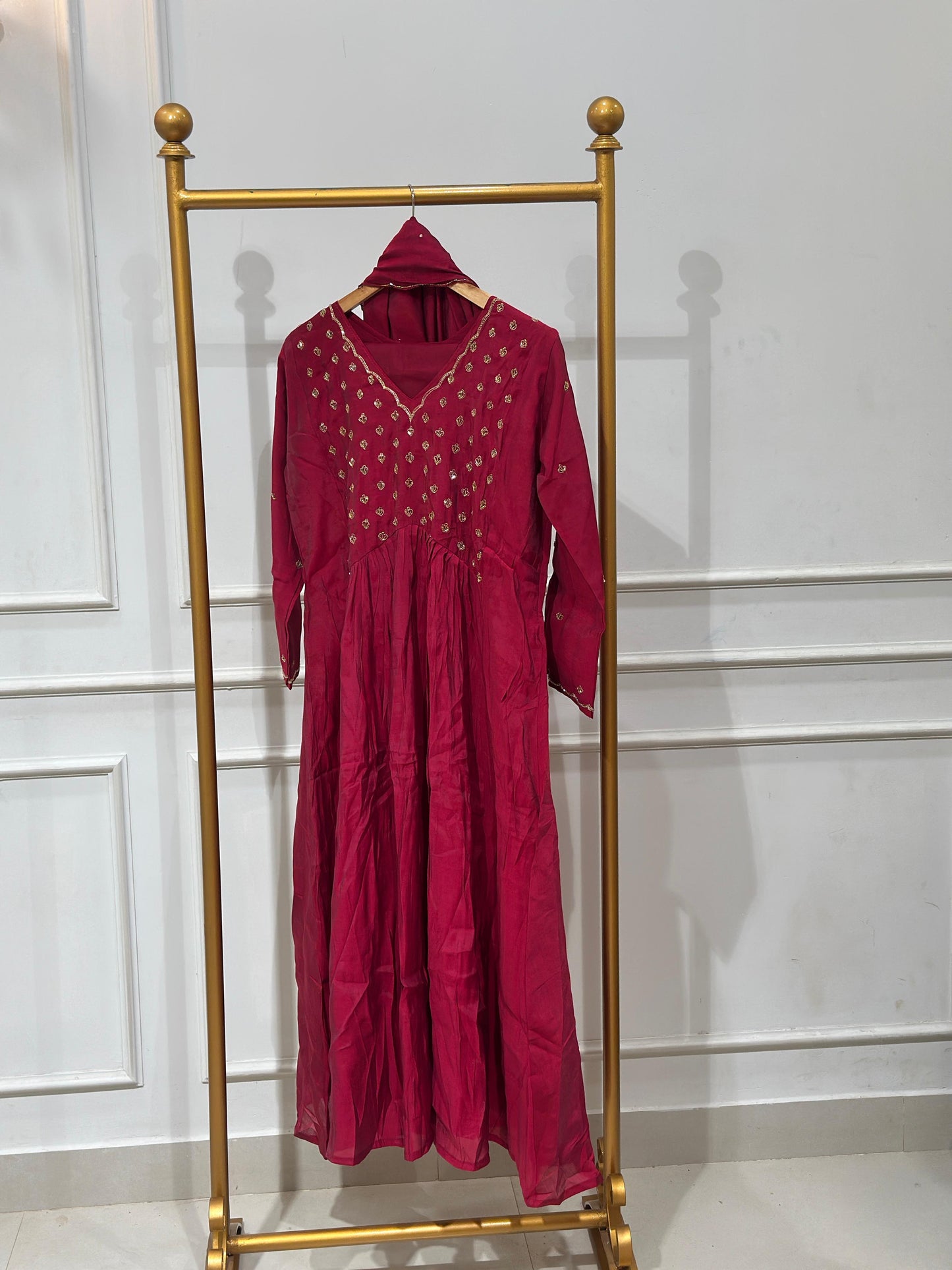 Party wear Mul Chanderi suit 0088